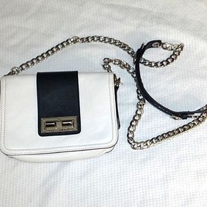 Rebecca Minkoff leather silver chain crossbody purse